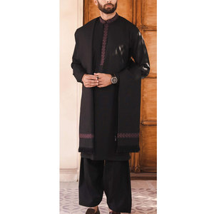 Traje tradicional pakistaní Shalwar Kameez para hombre en color marrón oscuro, tela de alta calidad, Kurta Pajama de diseñador para hombre, Bandhgala con logotipo personalizado. - Product Image 1