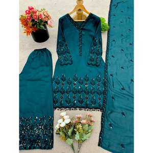 ชุดสูทนักออกแบบสตรีมีลำดับงานปัก-บนล่างและ dupatta - Product Image 3