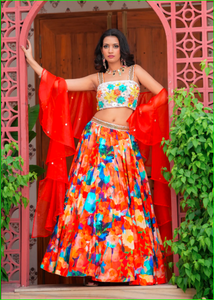 Conjunto de Lehenga Bed of Lillies Fusion con Dupatta con Volantes, Hermosa Colección de Lehenga Choli Tradicional para Bodas, en Tendencia - Product Image 2
