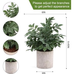 Set di 2 Piante Artificiali in Vaso Grigie, Piccole Piante Finte per Scaffali, Scrivanie, Casa, Fattoria, Tavolini da Caffè - Product Image 3