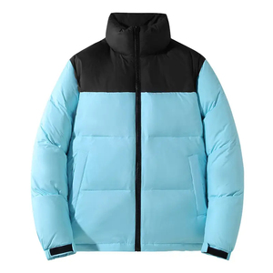 Men's Color Blocking Puffer Jacket Stand Collar Windproof <b>Thick</b> <b>Winter</b> <b>Coat</b> Polyester Wadding Regular Fit Casual Style - Product Image 1