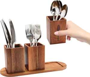 Organisateur de couverts en bambou extensible pour tiroir de cuisine, plateau de rangement pour cuillères, fourchettes et couteaux, séparateur de tiroir à vaisselle - Product Image 6