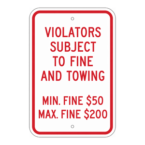 Panneau d'avertissement pliable Brady pour stationnement et remorquage – Pannes de 50 à 200 $ – Utilisation intérieure/extérieure - Product Image 1