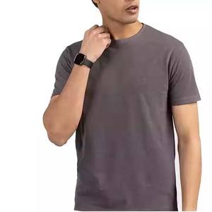 Camiseta de Cuello Redondo de Manga Corta, Color Sólido, de Algodón Puro de 270g, Tejido de Punto, para Hombre, con Fibra de Algodón y Bambú, Impresión Personalizada - Product Image 3