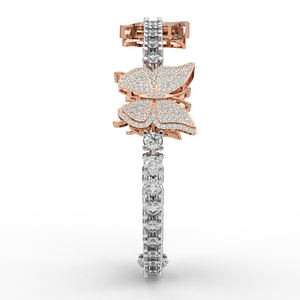 กำไลข้อมือรูปผีเสื้อเพชรเลี้ยงในห้องปฏิบัติการทรงบริลเลียนท์ ทองคำแท้ 14 กะรัต คลาสสิกสำหรับผู้หญิง RIZTA JEWELS รับรองโดย IGI สำหรับวันครบรอบ - Product Image 1