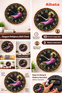 Horloge murale chrétienne personnalisée créative avec impression de Jésus - Marque Liviya, plastique, logo personnalisé, couleur au choix pour Noël, fête des mères - Product Image 2