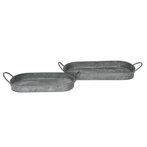 Plateau de service ovale galvanisé avec poignées métalliques, finition polie, pour usage résidentiel, plateau de service alimentaire pour la maison - Product Image 4