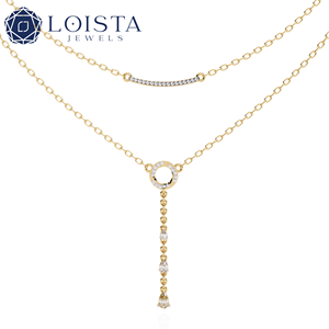 DiamondX 18K Solid Gold Tennis Necklace Single <b>Row</b> Diamond Fashion Engagement Necklace - Product Image 1