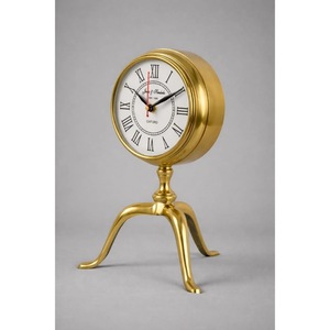 En promotion : Horloge de bureau en laiton, design circulaire traditionnel, mouvement à quartz, fonctionne à piles, affichage à aiguilles, silencieuse, sans tic-tac - Product Image 1