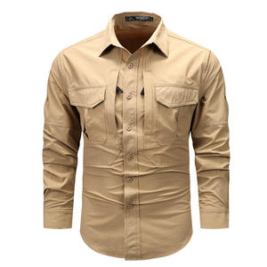 เสื้อเชิ้ตผู้ชาย OEM 2026 แขนยาว แห้งเร็ว ผ้าฝ้าย 100% คอตั้ง แนวทหาร เหมาะสำหรับเดินป่า ปีนเขา ล่าสัตว์ ใส่ได้ทั้งแบบทางการและลำลอง - Product Image 6