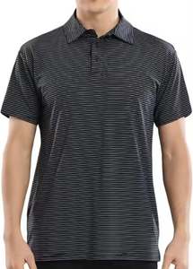 Polo rayé noir pour homme, nouvelle mode, coupe ajustée, en coton et élasthanne respirant, manches courtes, grandes tailles, vente en gros - Product Image 4