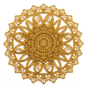 Encaje Guipur Geométrico Amarillo Mostaza de 15 mm, Ecológico, Decorativo, Personalizable, Exportador al por Mayor, Embalaje de 20 Metros, Decoración Otoñal, Regalo - Product Image 5
