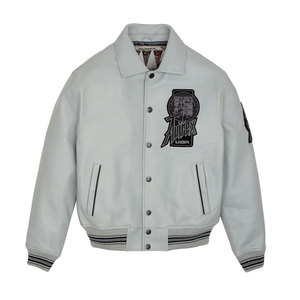 Chaqueta de Motociclista Avirex para Hombre, Personalizable, de Cuero Genuino, Corte Slim, Transpirable, con Parche Frontal Bordado, Estilo Urbano - Product Image 1