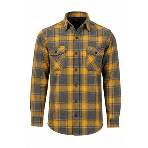 OEM High Quality Yellow Black <b>Checkered</b> Men Casual Long Sleeve Shirts Low MOQ Trucker Plaid <b>Jacket</b> Top Cheap Price Flannel Shirt - Product Image 2