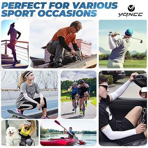 YANCE <b>Arm</b> <b>Sleeves</b> Solid Color <b>Compression</b> Sun Protection UPF50+ for Men Cycling Running Training - Product Image 6
