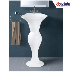 Indian Manufacturer of Superior Quality Polished Finish Fancy White Ceramic Hand Wash <b>Basin</b> with Pedestal Available for Sale - Product Image 1