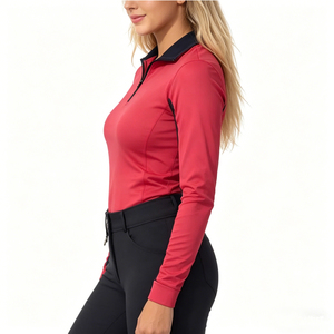 Vêtements de base pour sports équestres en plein air pour femmes, manches longues, couleur contrastée, fermeture éclair, best-seller - Product Image 3
