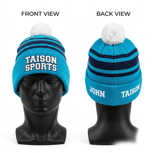 Rugby Beanie Premium 320 GSM Acrylic Knit Jacquard Red Navy Embroidered Logo <b>Cap</b> Warm <b>Winter</b> - Product Image 2