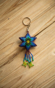 Porte-clés étoile perlée, ornement de Noël ethnique perlé, étoile perlée, produit indigène, porte-clés perlé pour sac à main par MULTI CRAFT - Product Image 3
