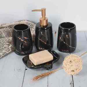 Handmade White Resin Luxury Home <b>Bathroom</b> <b>Set</b> Easy-to-Clean Four-Piece <b>Accessories</b> - Product Image 1