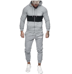 Men's Hooded Drawstring Tracksuit <b>Set</b> Breathable Polyester/Cotton Printed Custom Logo Winter Sporty Jogger Suit - Product Image 1