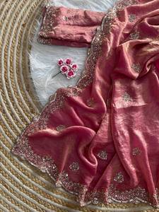 Heavy sequence embroidery saree Comfortable fabric Indian saree High quality silk saree <b>Top</b> selling Indian saree - Product Image 2