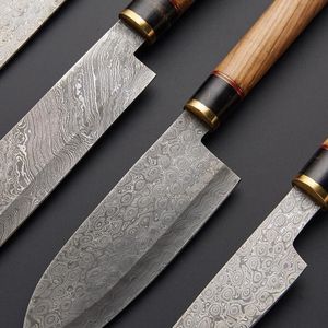 Couteau de Chef Professionnel de Cuisine en Acier Damas de Haute Qualité, Lame Dentelée, Manche en Cuir, Personnalisable, Multi-Usages, pour la Maison (DIY, OEM) - Product Image 6