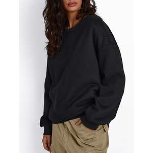 Trendy 2025 Women's Winter Fleece Sweatshirts Sherpa Lined Crewneck Long Sleeve Pullover <b>Hoodies</b> Outfits Clothes in XS Size - Product Image 2