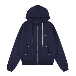 Wholesale Custom Logo Streetwear Boxy Two Way Zippers Hoodie Fleece <b>Zip</b> <b>up</b> Hoodie - Product Image 6