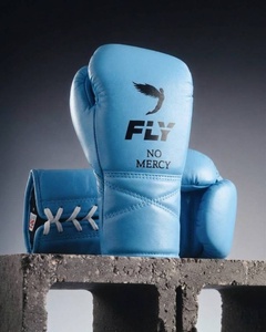 Gants de boxe réglables à lacets en cuir violet pour hommes et femmes, design Fly No Mercy, pour adultes - Product Image 6