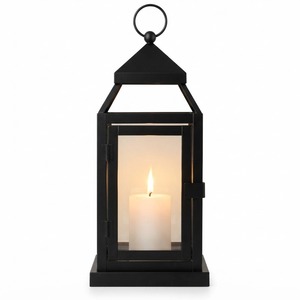 Black Iron <b>Lantern</b> <b>Candle</b> Holder Heat Resistant Home Decoration <b>Outdoor</b> Indoor Use - Product Image 2