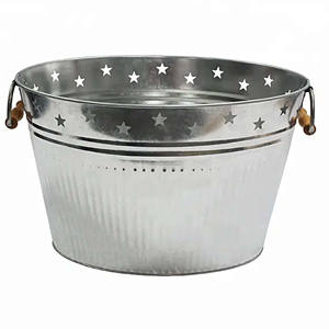 Seaux à bière ovales en métal galvanisé pour les fêtes Refroidisseur à glace pour baril en vente directe en usine avec bordure étoilée et poignées - Product Image 5