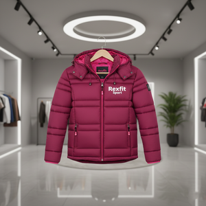 RexFit Sports Premium Custom Winter Puffer Jacket Down Filled Mens Womens Embroidered Logo OEM ODM