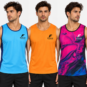 European Size <b>Men's</b> Summer Sports <b>Vest</b> Knitted Crew Neck Elastic Fitness Running Sleeveless Shirt Thin Quick-drying Workout Tank - Product Image 4