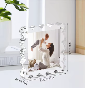 Clear Acrylic Handmade UV Printed <b>Photo</b> <b>Frame</b> Scalloped Edge <b>Magnetic</b> Double Sided Desktop Display Stand Modern REHMAN CRAFT - Product Image 2
