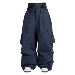 Pantalon cargo unisexe imperméable bleu foncé en polyester, coupe ample et large avec plusieurs poches pour le ski et le snowboard - Product Image 2
