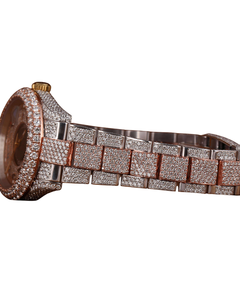 Very Clear Glass Diamond Watch in <b>Rose</b> Gold Diamonds on Face Quartz Watches for Export Sale Hip Hop Diamond Watch - Product Image 4