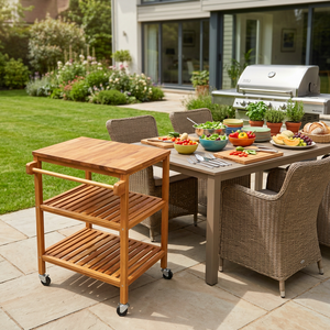 Carrito de Bar Nomad Premium de Madera de Acacia – Isla de Cocina Rodante Moderna de 3 Niveles y Soporte de Almacenamiento Utilitario para Uso Doméstico - Product Image 5