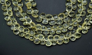 100% cuentas en forma de corazón facetadas de cuarzo limón Natural para la fabricación de joyas cuentas Briollette de piedra de llegada - Product Image 3