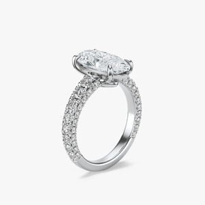 Anillo de Compromiso con Diamante Cultivado en Laboratorio, Corte Moval, 2.5CT, Oro Amarillo de 14K, Banda con Piedras Laterales, Joyería Nupcial Personalizada, Venta al Por Mayor - Product Image 4