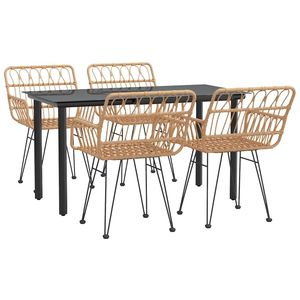 Set da Pranzo da Giardino in Rattan Sintetico Nero e Acciaio, 4 Posti, Resistente alle Intemperie, Design Contemporaneo - Product Image 3