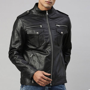 Blouson en cuir pour homme de qualité supérieure, style motard, imperméable, écologique, avec logo frontal, fabriqué au Pakistan - Product Image 1