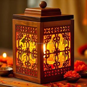 Hermosa linterna de madera con recortes artísticos de impresión de 4 colores para una elegante iluminación de patio o fiesta en el hogar, para Diwali - Product Image 2