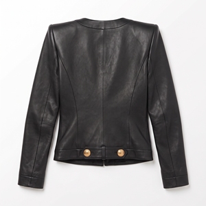 <b>Women's</b> Cropped <b>Suede</b> Motorcycle <b>Jacket</b> Custom Logo Gold Button Trendy Style Blazer Fashion Short Lightweight Outerwear Elegant - Product Image 3