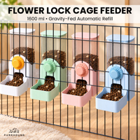 Distributeur de nourriture par gravité monté sur cage Flower Lock de 1600 ml