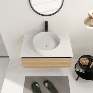 Meuble-lavabo mural de 30 pouces avec vasque en céramique blanche et 1 tiroir à fermeture douce, emballage KD - Product Image 5