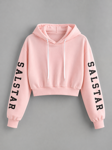 Sudadera con Capucha Corta para Mujer, con Logotipo Personalizado, Sudadera Rosa Extra Grande, Ropa Casual Urbana, Fabricante de Sudaderas con Capucha - Product Image 3