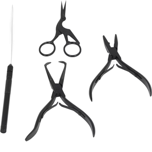 Professional Hair Extension <b>Beading</b> Tool Kit High-Quality Gold Pliers with <b>Needle</b> & Elegant Leather Pouch for Hair Styling - Product Image 1