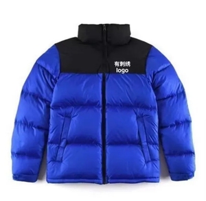 Custom Embroidery Logo Puffer Jacket Unisex Black and White Color Block Winter Coat <b>Thick</b> <b>Quilted</b> Stand Collar Jacket Wholesale - Product Image 6