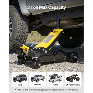 Martinetto idraulico da officina in alluminio e acciaio da 3 tonnellate (6614 libbre) con doppio pistone a sollevamento rapido e pompa di estensione per auto - Product Image 5